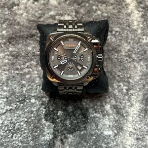 Diesel Gray and Silver With Orange Accents Multifunction Chronograph Watch